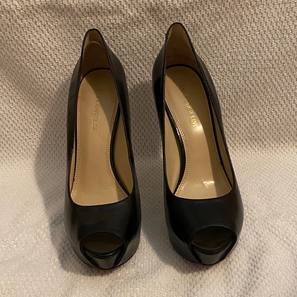 Enzo Angiolini Black Peep Toe Heels - Picture 1 of 4